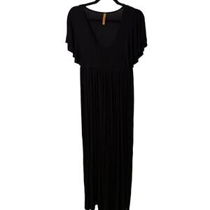 Rachel Pally Women's Black Short Sleeve Pleated Maxi Dress Size S/M